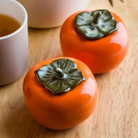 mdzf sweethome ceramic persimmon peach tea jar portable mini tea caddy kitchen teapot can storage box living room decoration