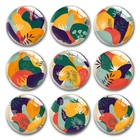 Женские туфли-лодочки ручной работы в стиле абстрактный лист каляки Круглый Фото Стекло кабошоны демо с плоской задней частью 