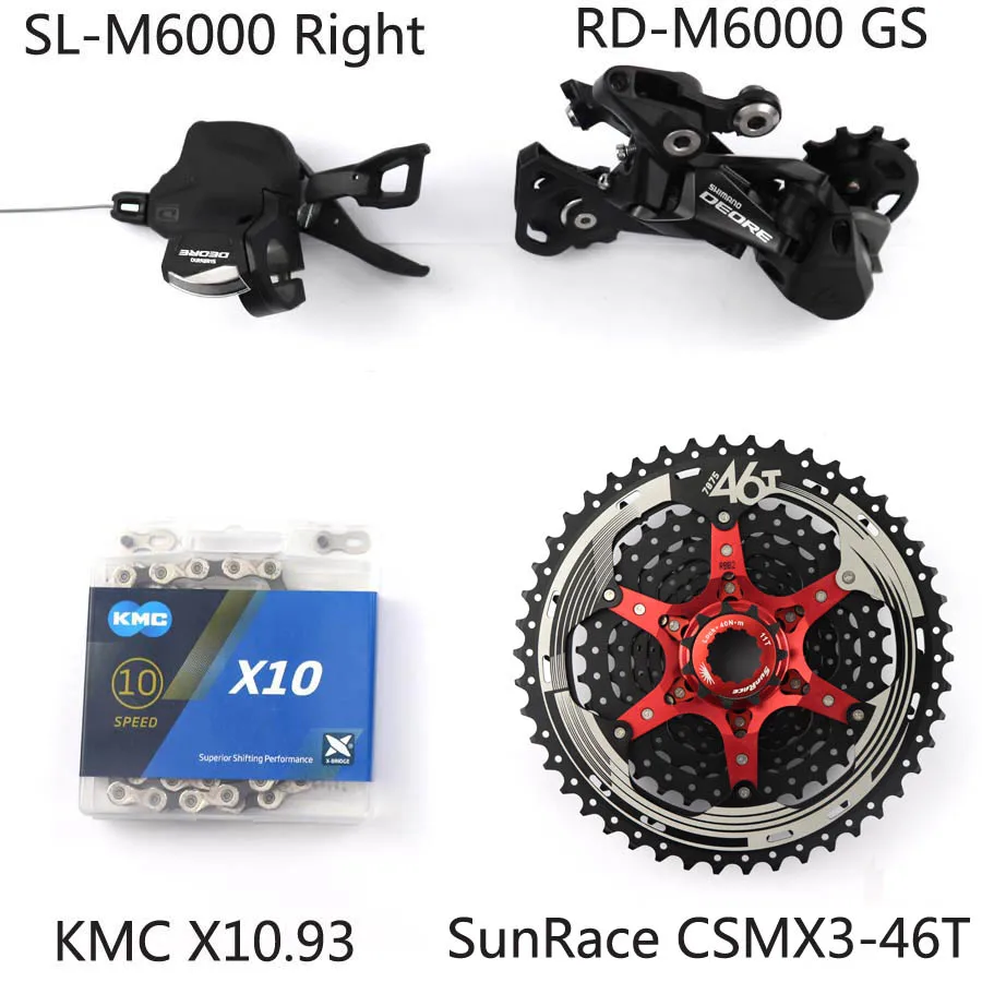 GS SunRace 46T SHIMANO DEORE M6000 Группа Комплект горного велосипеда MTB 1x10-Speed HG500 11-42T M6000 задний переключатель рычага переключения передач HG54 - Цвет: GS SunRace 46T