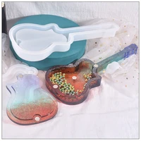 diy resin guitar case mould crystal epoxy resin mold guitar molds cosmetic powder puff box cosmetic case mirror silicone molds
