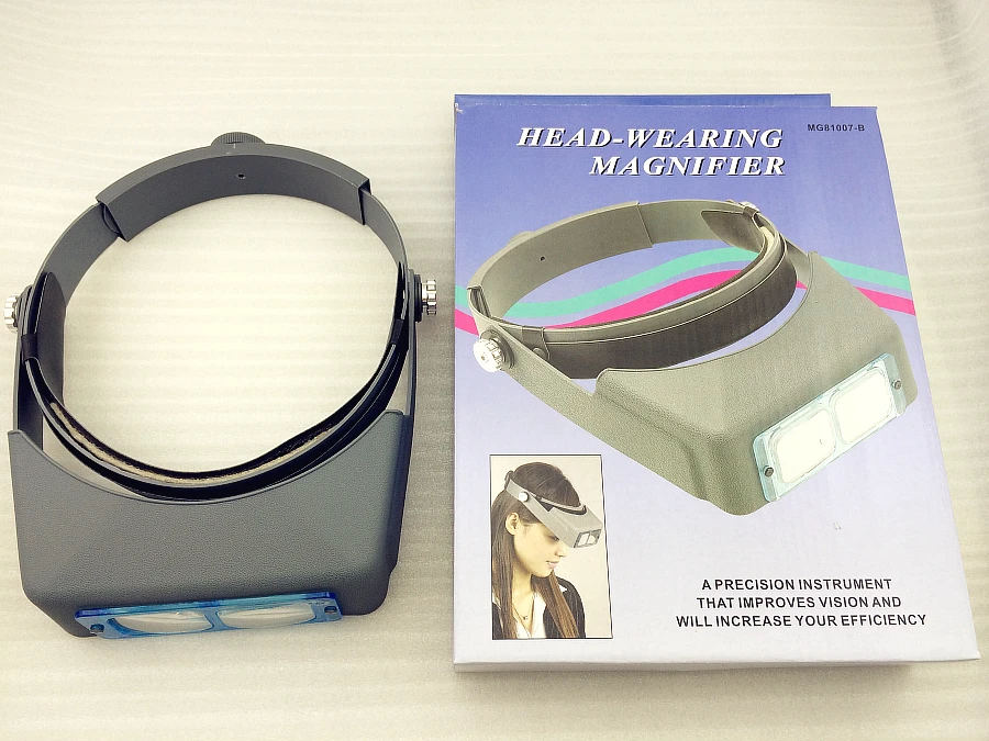 

Hot sale Free shipping Double Lens Head-Founted Headband Reading Magnifier Head Wearing Magnifying Glass Loupe 4 Magnifications