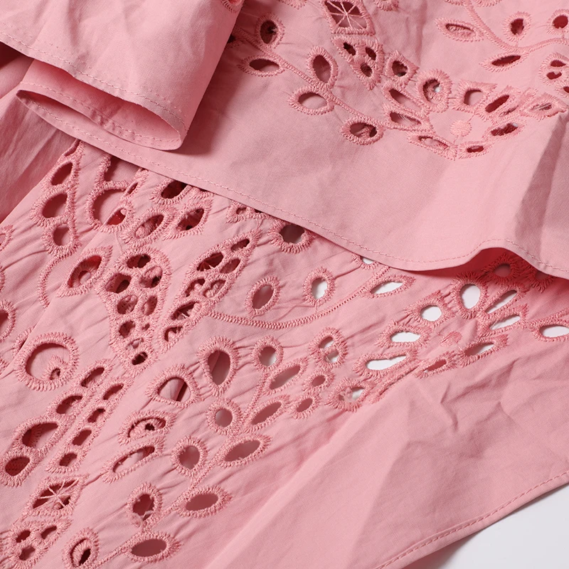 Женское платье с расклешенными рукавами SEQINYY розовое Элегантное Длинное