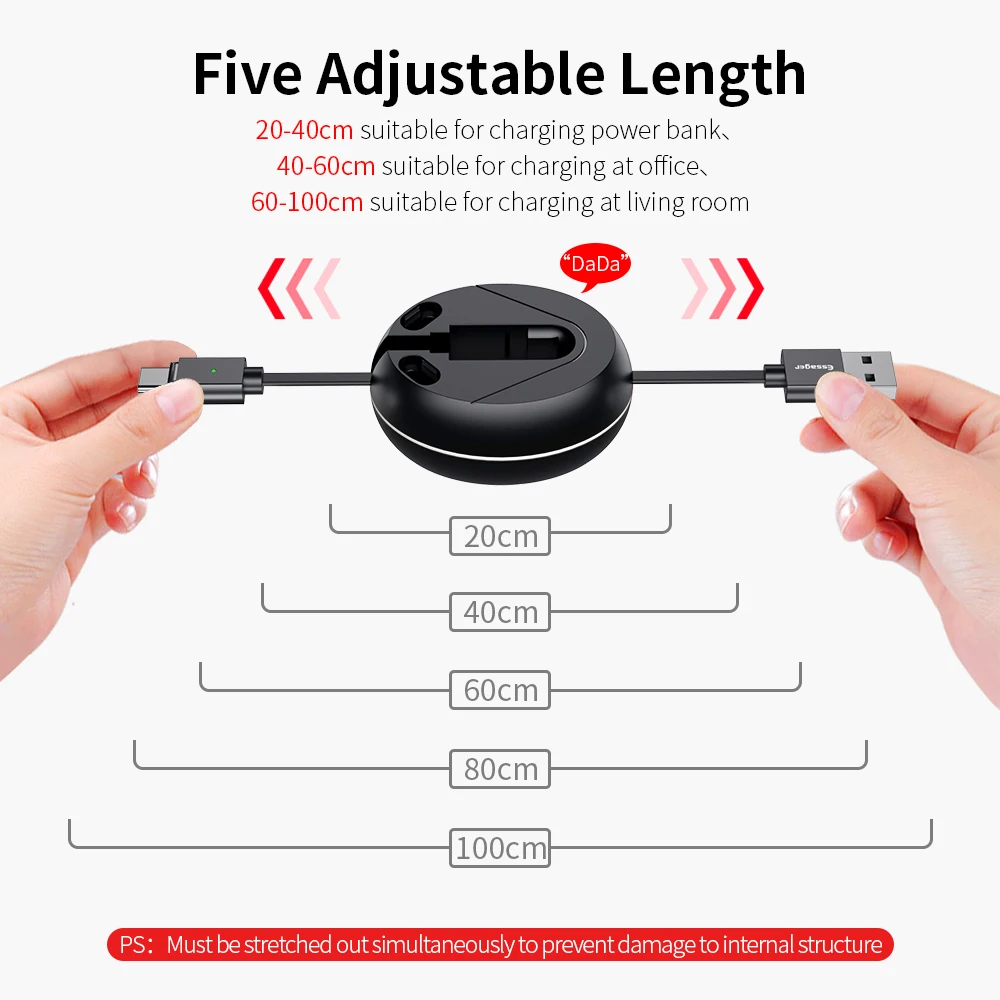 Essager 3 в 1 Выдвижной Магнитный кабель Micro USB для iPhone Android быстрая зарядка провод