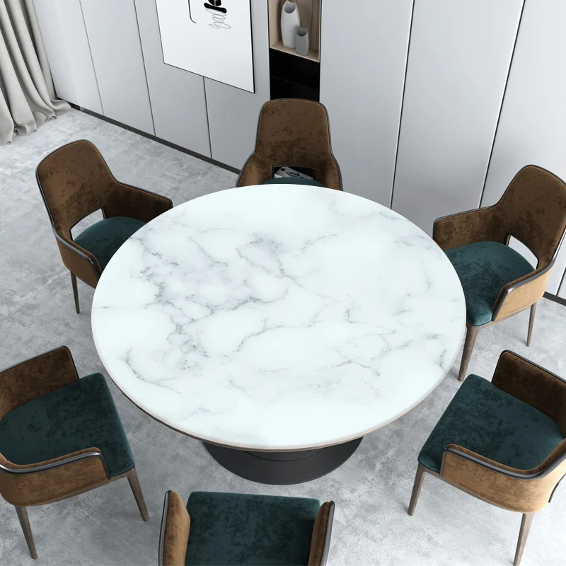 

Nordic white marble Round tablecloth pvc soft glass waterproof oil-proof table mat party wedding decoration customize tablecloth