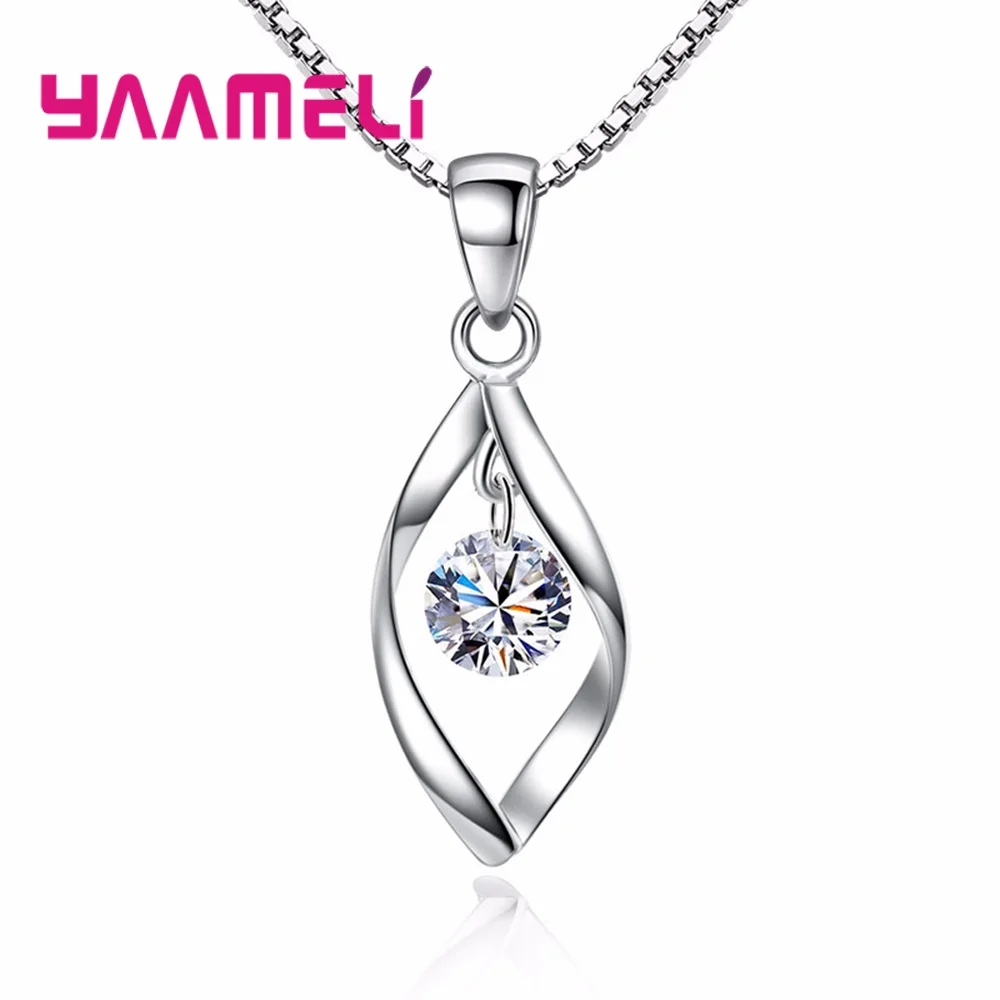 

Trendy 925 Sterling Silver Jewelry Necklace Shining Cubic Zirconia Stone Handmade Woman's Appointment Date Decoration