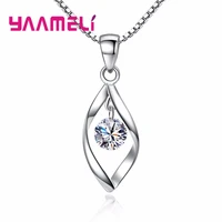 trendy 925 sterling silver jewelry necklace shining cubic zirconia stone handmade womans appointment date decoration
