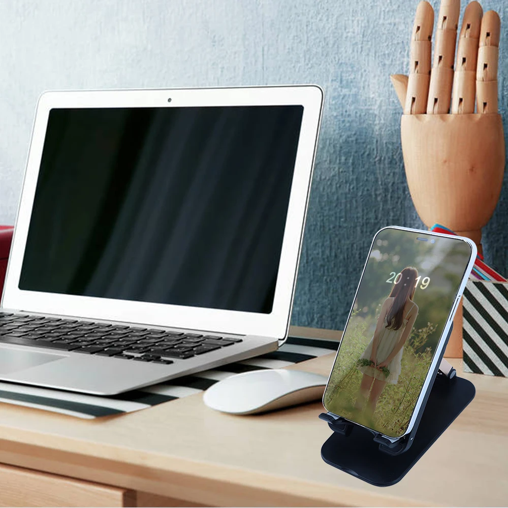 FLOVEME Portable Desktop Mobile Phone Holder Universal Carbon Fiber Grain Aluminum Alloy Telescopic Phone Bracket Lazy Holder