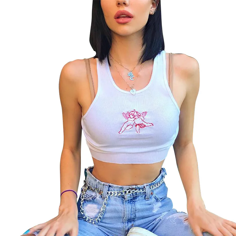 

Sleeveless custom crop top printing women