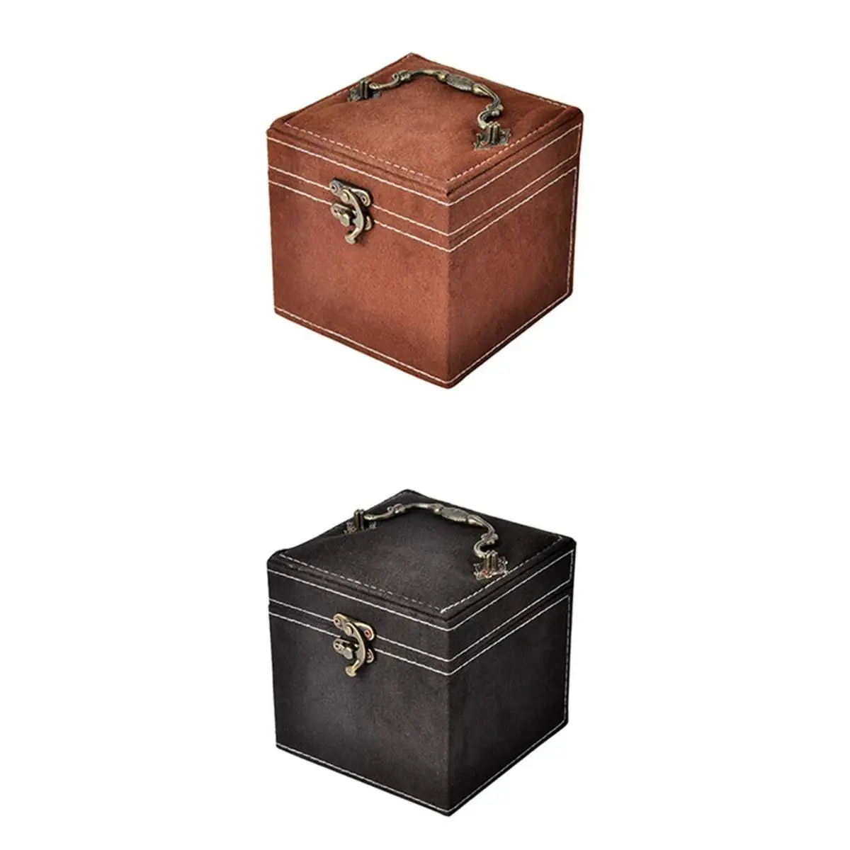 

2 Pieces Portable Velvet Jewelry Storage Box Diamond Display Case Holder
