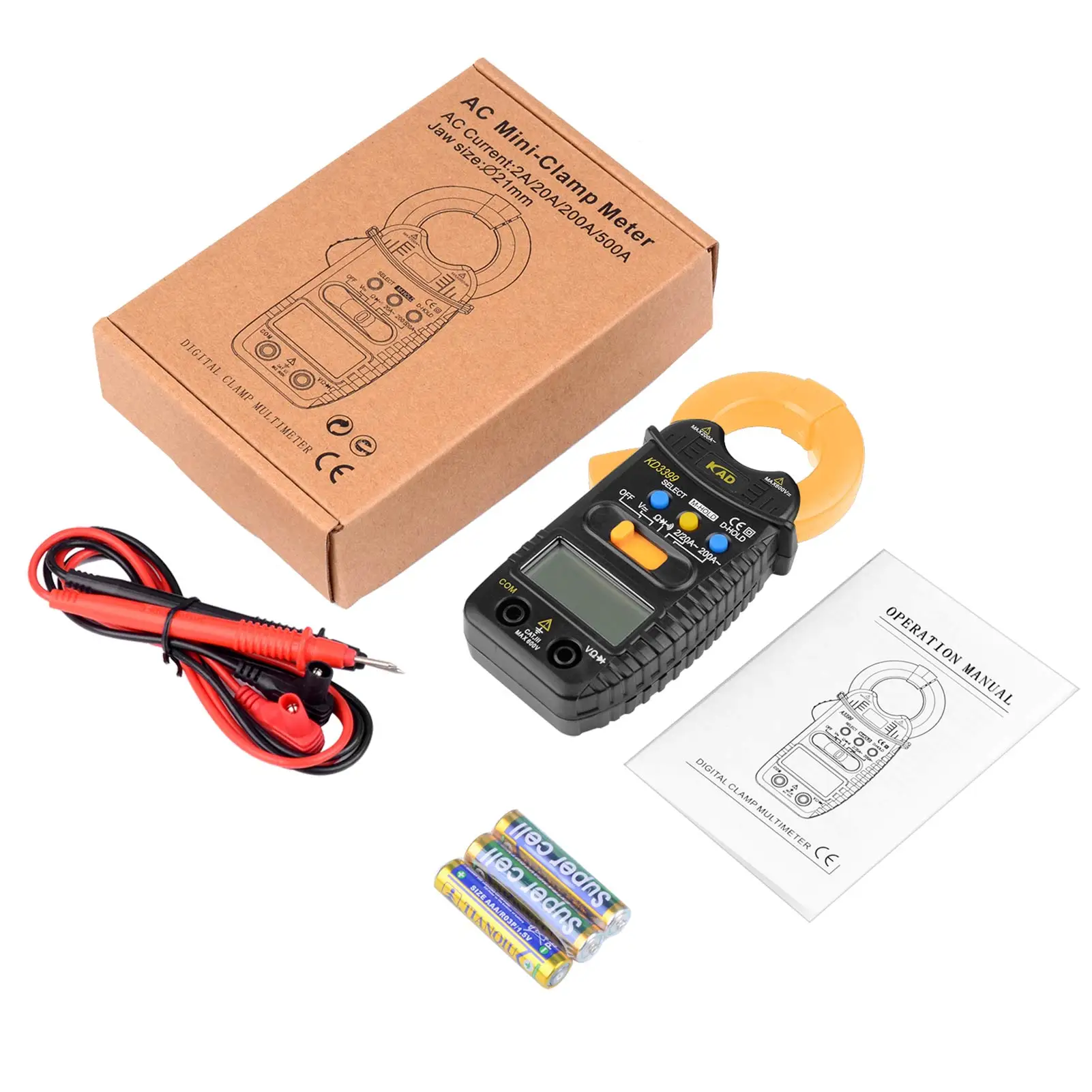 

KD3399 Digital Clamp Multimeter Voltage Current Resistance Meter Non-contact Voltage Detector NCV Electric Testing Tool