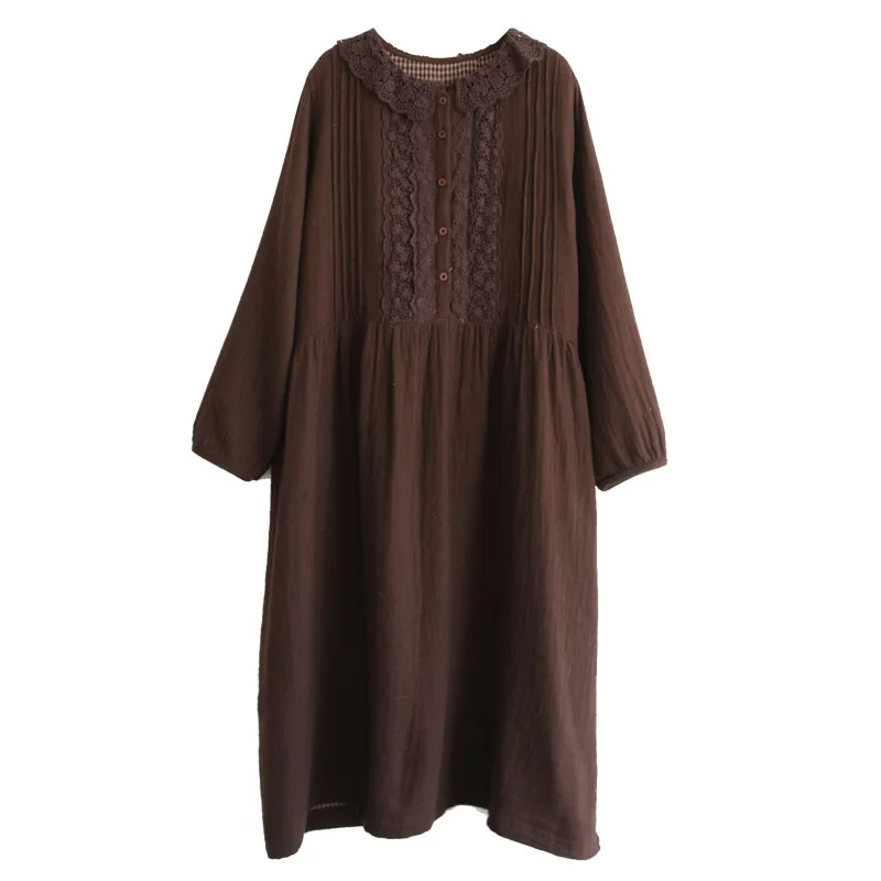 Винтажное кружевное лоскутное хлопковое платье с воротником Питер Пэн и