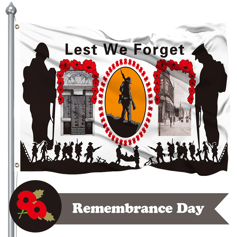 Фото - Lest We Forget Flag 5x3 FT - Remembrance Day Flag Poppy Flag for Heroes Soldiers 100% Premium Polyester Material Flag aerlxemrbrae flag rainbow new transgender flag 5ft 3 ft 100