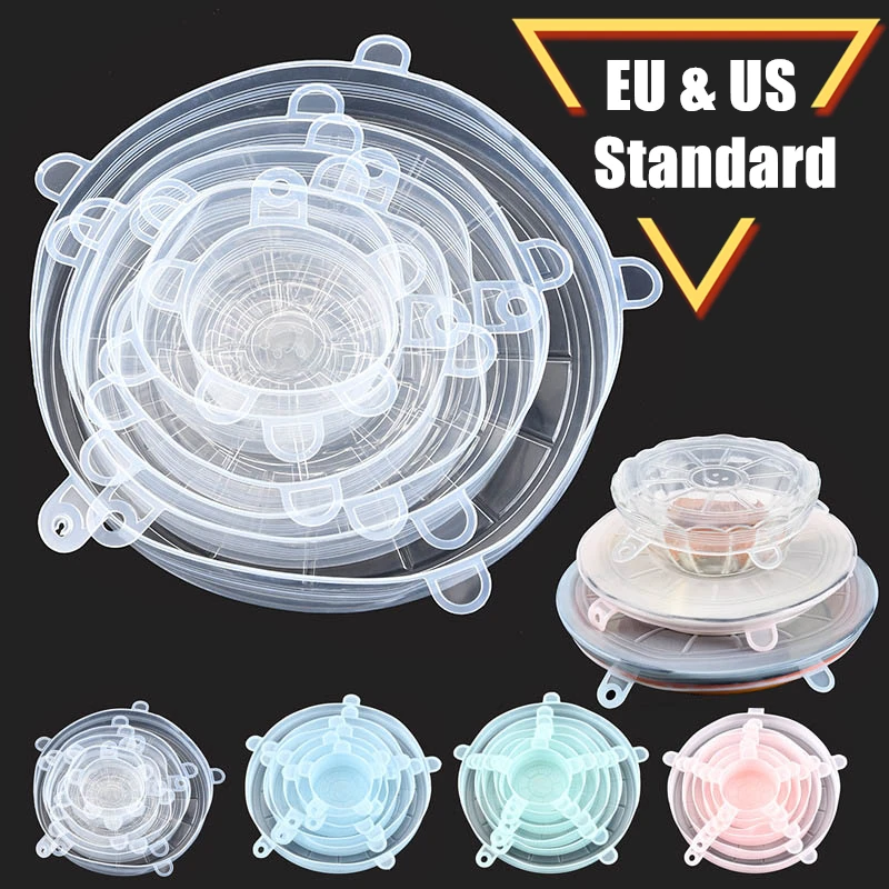 Универсальные кухонные аксессуары 6 шт. многоразовая Крышка для пищевых