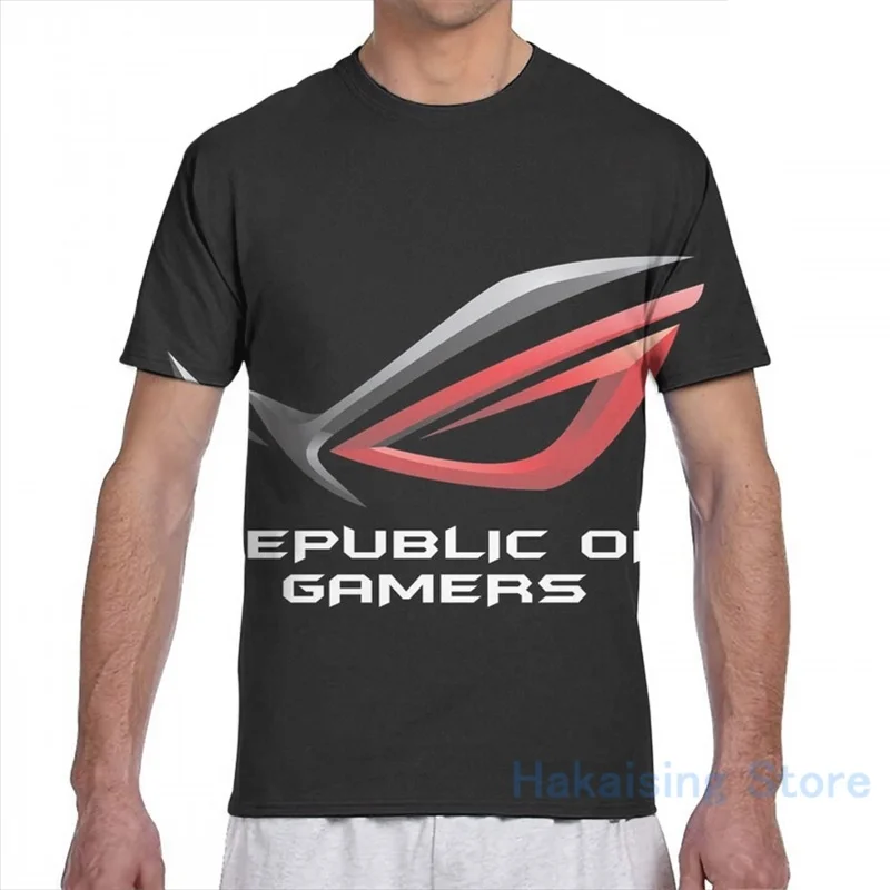 Мини-Футболка ROG с принтом для мужчин и женщин модная тенниска коротким рукавом