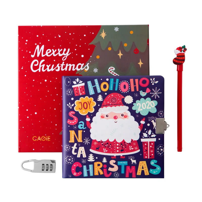 Милый Рождественский блокнот с замком набор ручек подарки 32 K дневник записная
