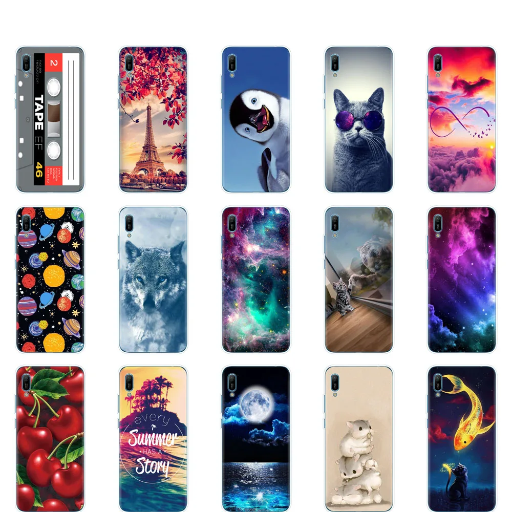 Чехол для Huawei Y6 2019 чехол силиконовый из ТПУ мягкий дюймов искусственная кожа 6 pro