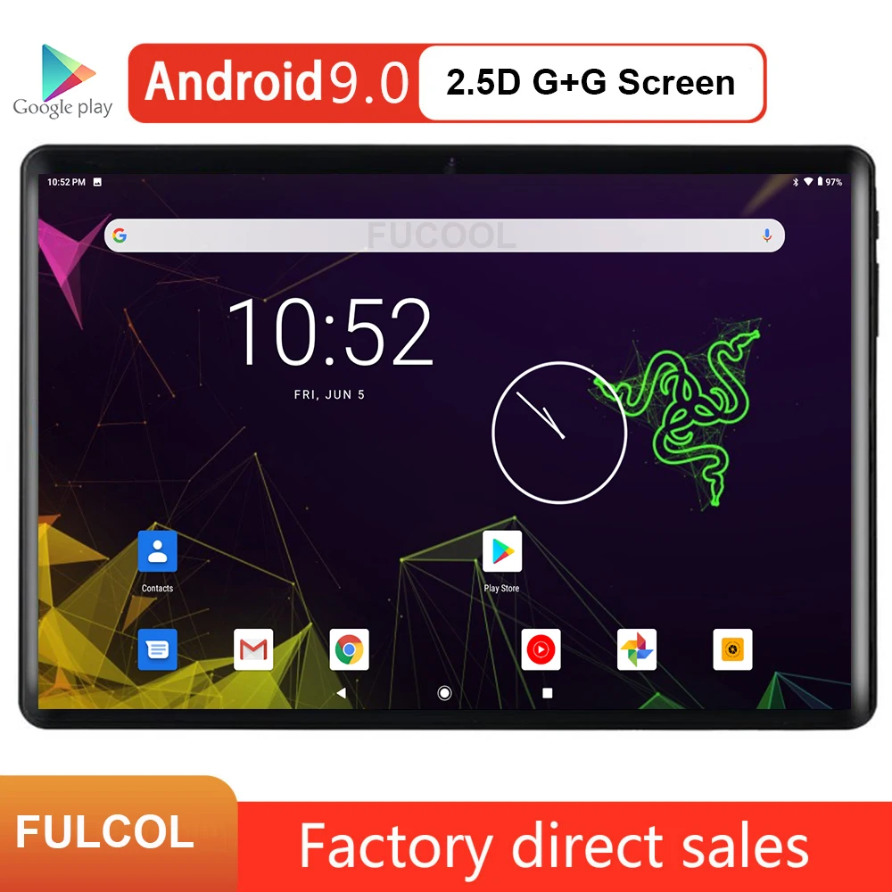 Планшет 10 дюймов Android 9 0 Pie 3G телефонные звонки WiFi Bluetooth GPS 2.5D закаленное стекло Pad