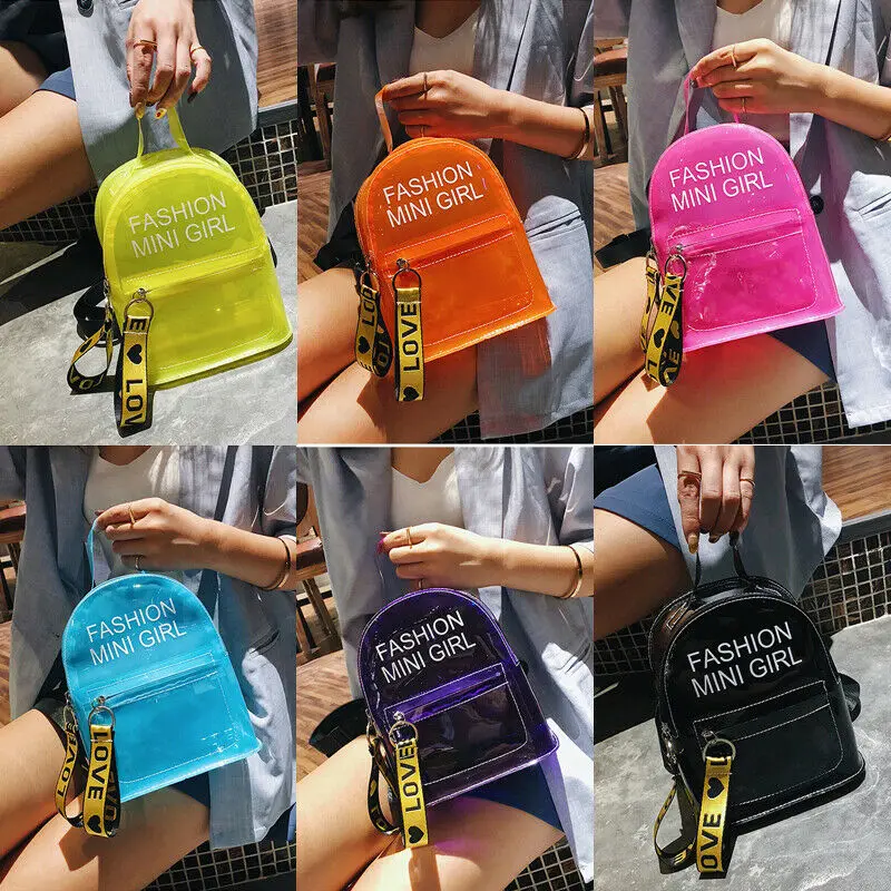 Модный женский мини-рюкзак из ПВХ прозрачный школьный рюкзак на плечо женские