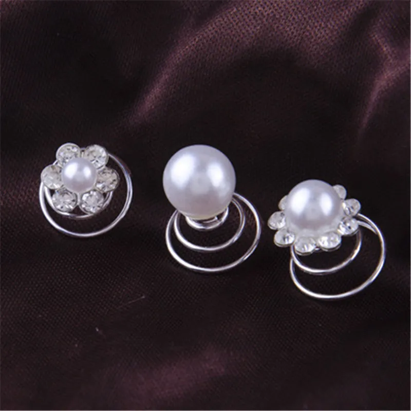 

12X Mini Butterfly Pearl Hairpins Metal Twist Coils Spin Pins Crystal Rhinestone Hair Clips Bridal Headpiece Wedding Accessories
