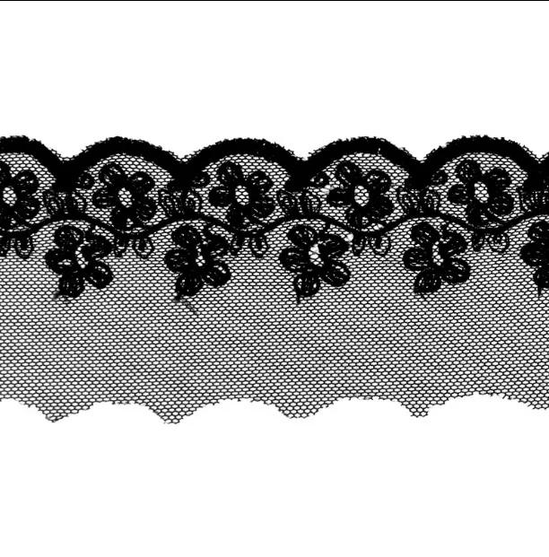 Лента с вышивкой черная/бежевая/цвета слоновой кости 20 ярдов 6 см 2 36 дюйма