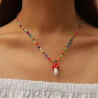 Женский чокер в стиле бохо с радужным ожерелье гриб, разноцветное ожерелье из бисера в форме гриба, хиппи, UI38DGC