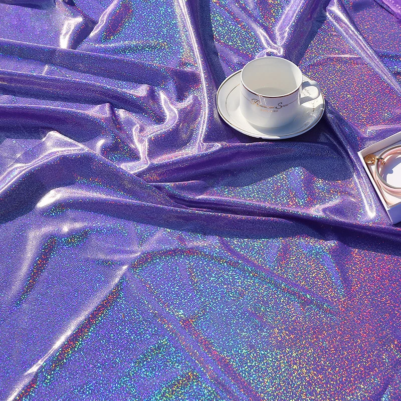 Флуоресцентная ткань растягивающаяся трикотажная цветная блестящая