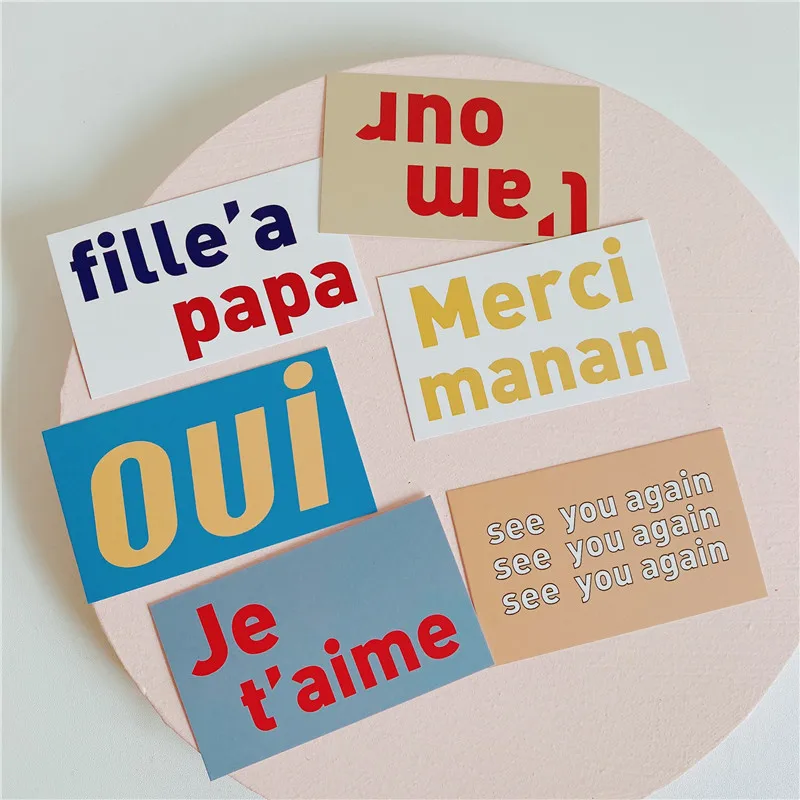 Ins Chic Simple English Decorative Card 6 Sheets Korean Contrast Color Creative Mobile Phone Shell Small Diy Wall Sticker | Канцтовары