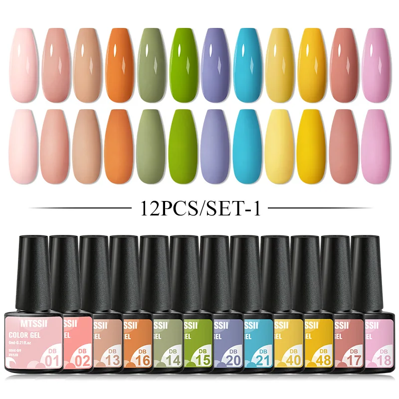 

Mtssii 10pcs Gel Nail Polish Set Kit vernis semi permanent uv Hybrid Varnish for Manicure Base Top Coat Nails Art Gel Polish Set