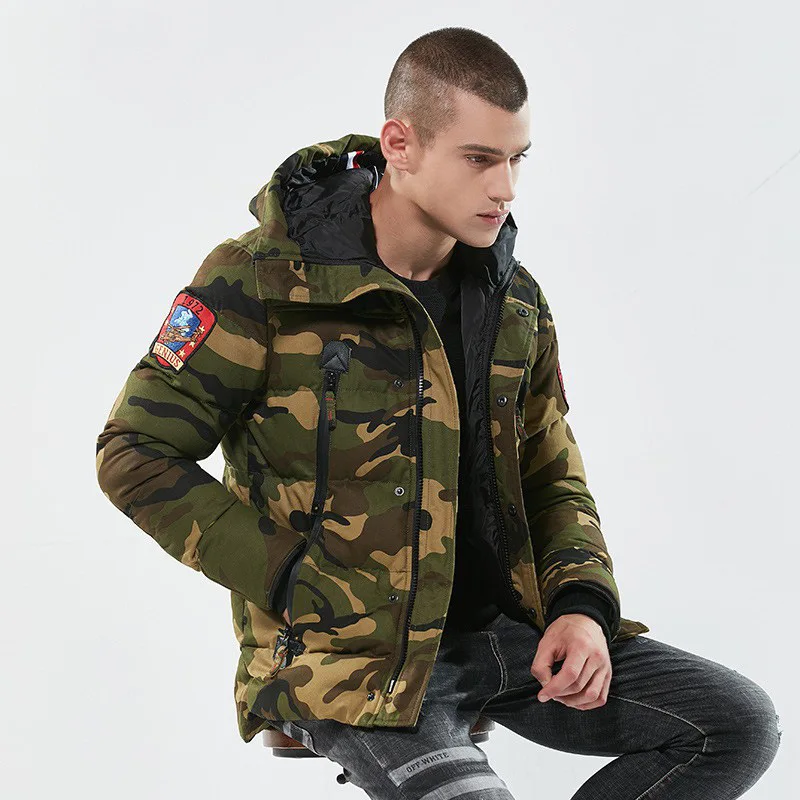 Men's winter coat camouflage thick silk cotton Europe and America warm hooded jacket | Спорт и развлечения