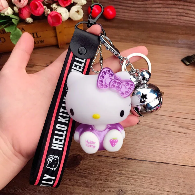 2 Новинка, женский брелок hello kitty, подарок для девушек, висячая веревка, браслет на запястье, автомобильная сумка, брелок, брелок, цепочка для ключей, брелок для телефона - Цвет: 2