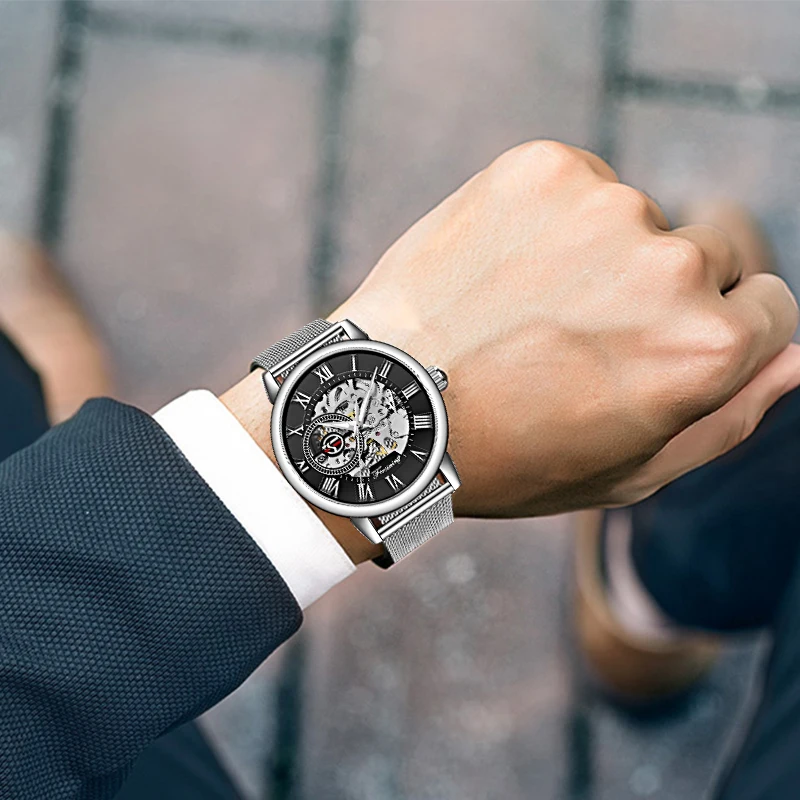 Мода FORSINING серебристый Тонкий чехол унисекс дизайн мужские механические часы с