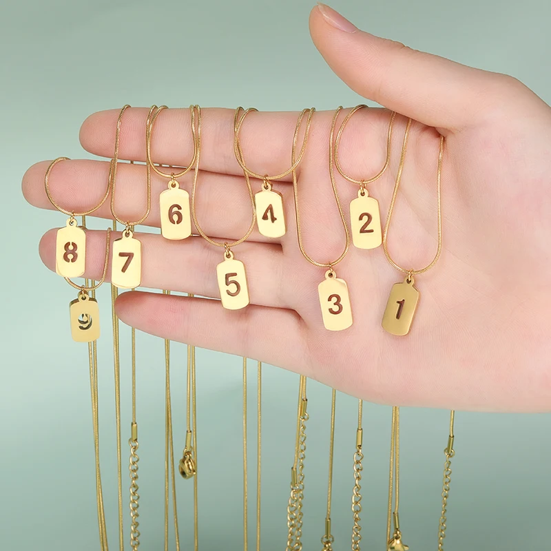 

Fashion Number Necklace for Women Stainless Steel Choker Couple Pendant 1-9 Number Women's Jewelry Birthday Gift Wholesale 2021