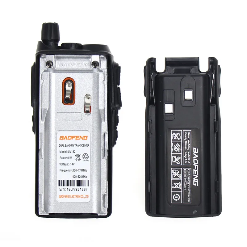 2Pcs Baofeng UV-82 Dual Band VHF/UHF 136-174/400-520 MHz 8W Handheld FM Transceiver Waterproof Two Way Radio Amateur Scanner