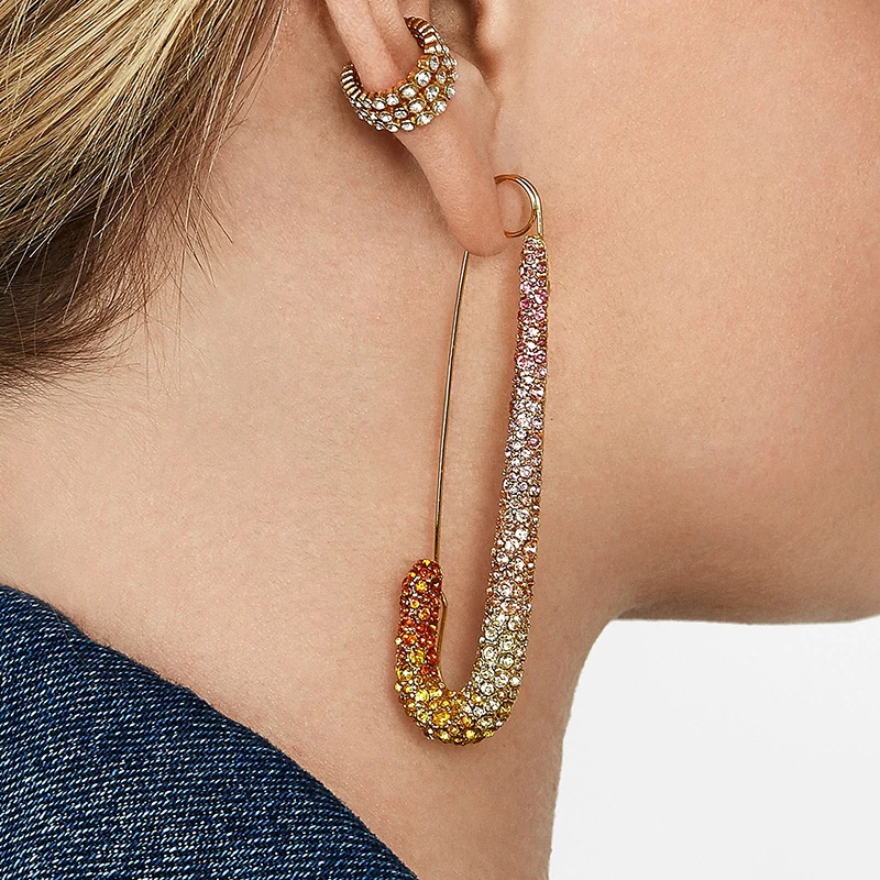 Женские серьги гвоздики золотистого цвета со стразами модные капельки в стиле