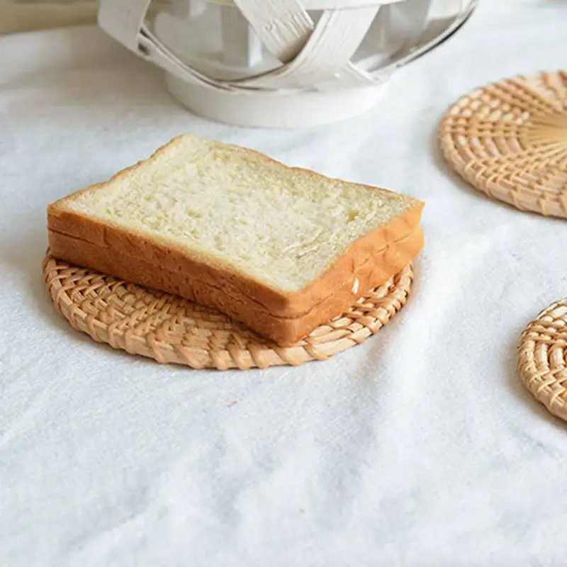 

Norbi Round Rattan Coasters Bowl Pad Insulation Placemats Handmade Table Padding Cup Mats Kitchen Decoration Accessories 2021