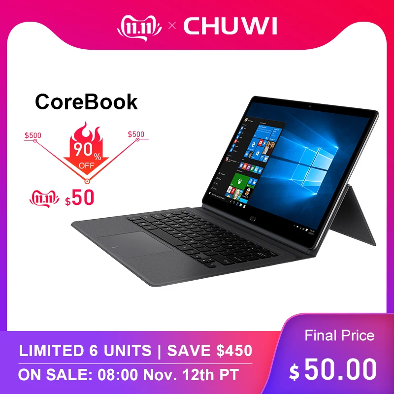 CHUWI CoreBook 13 3 дюймов FHD экран Процессор Intel Core M3 7Y30 8 ГБ ОЗУ 128 Гб SSD Windows 10 OS планшетный
