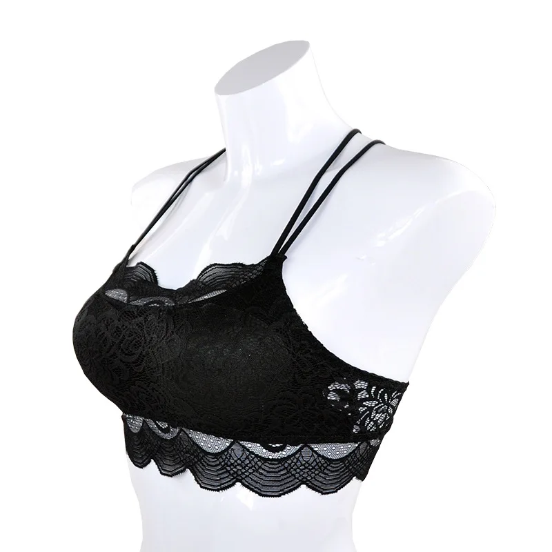 

Spring And Summer New Sexy Cross Beauty Back Underwear Girl Lace Side Bra No Steel Ring Sports Gathering Bra