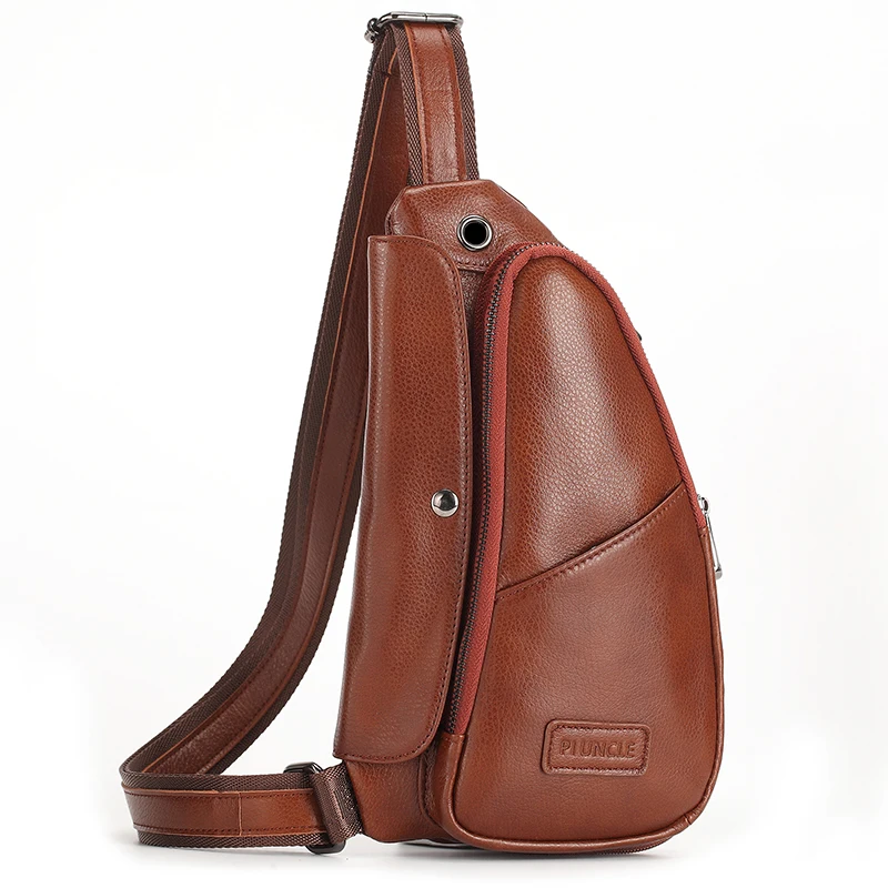 Повседневная модная дорожная Маленькая мужская нагрудная сумка из коровьей кожи