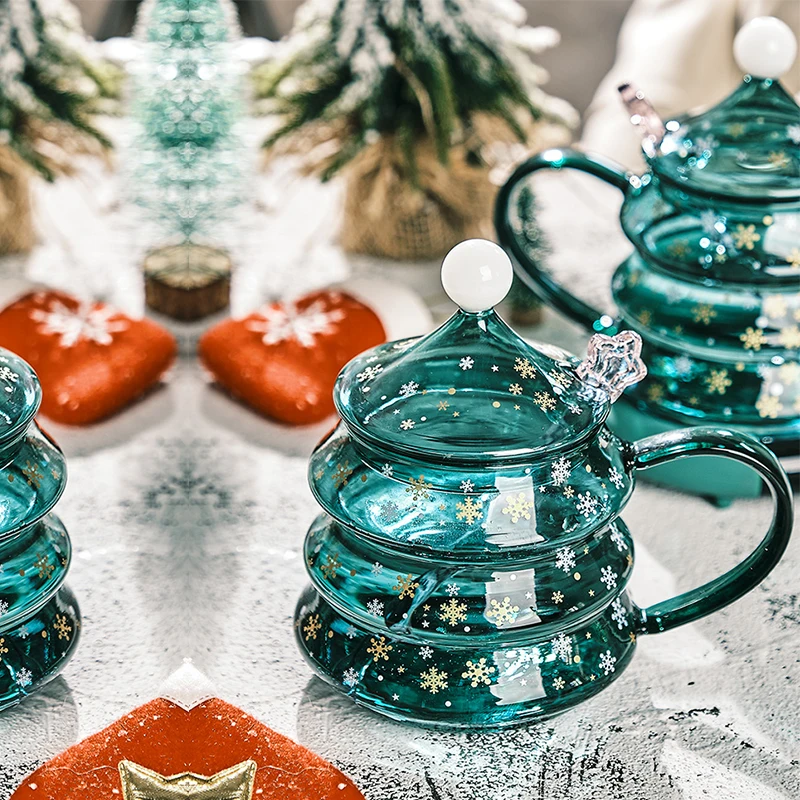

400/500 мл креативная Рождественская кружка с двойными стенками, термостойкая стеклянная Милая чашка для чая, кофе, молока с ложкой, рождествен...