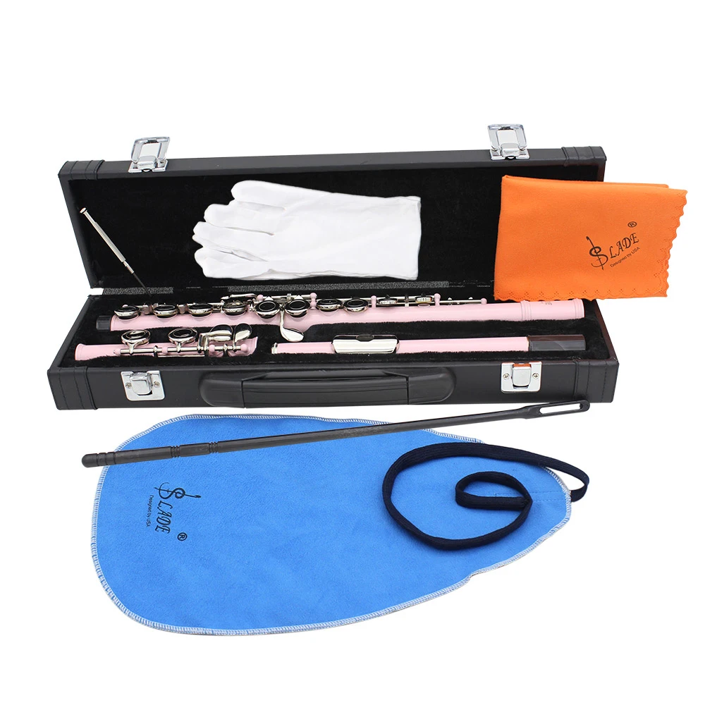 16 Holes C Key Western Concert Flute Cupronickel Plated Silver Woodwind Instrument with Cleaning Cloth Stick Gloves Padded Case | Спорт и