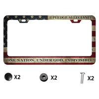 retro american flag pattern license plate frame quality aluminum custom license plate cover 2 holes for us standard vehicles