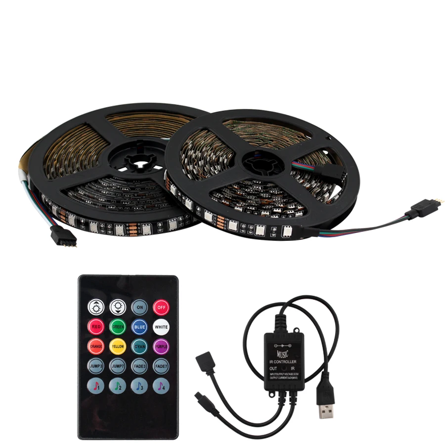 RGB 5V Светодиодная лента USB для автомобиля PC 5050 водонепроницаемая подсветка Ambilight tv USB 5V светодиодная лента для автомобиля RGB лента лампа с музыкальным контроллером
