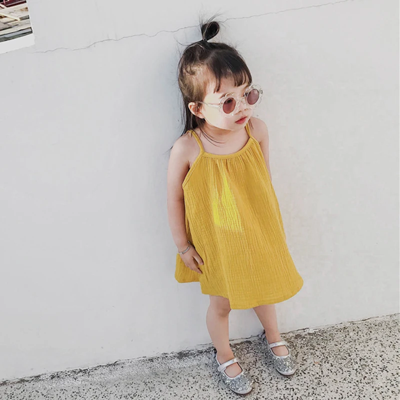 simple chinese style sleeveless cute candy color dress age for 2 - 8 yrs cotton vest summer beach clothes baby girl frocks | Детская