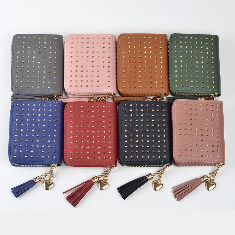 Женские кошельки с золотыми заклепками женские сумки на молнии портмоне клатч