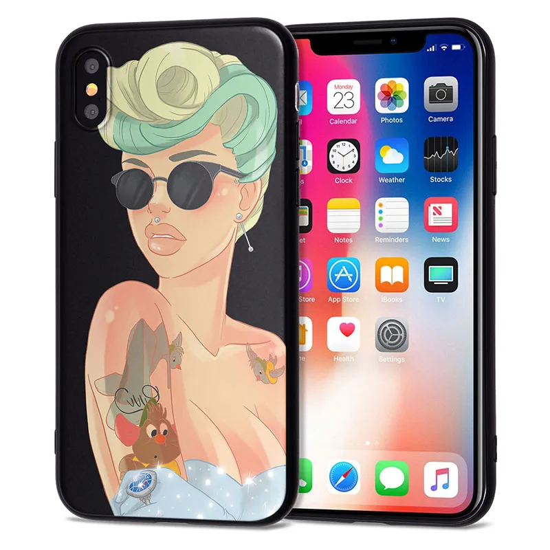 Чехол для iPhone 11 Pro, чехол для iPhone 5, 5S, 6, 6 S, 7, 8 Plus, X, XS, Max, тату, принцесса, чехол для iPhone 7, чехол из мягкого ТПУ для iPhone XR, чехол