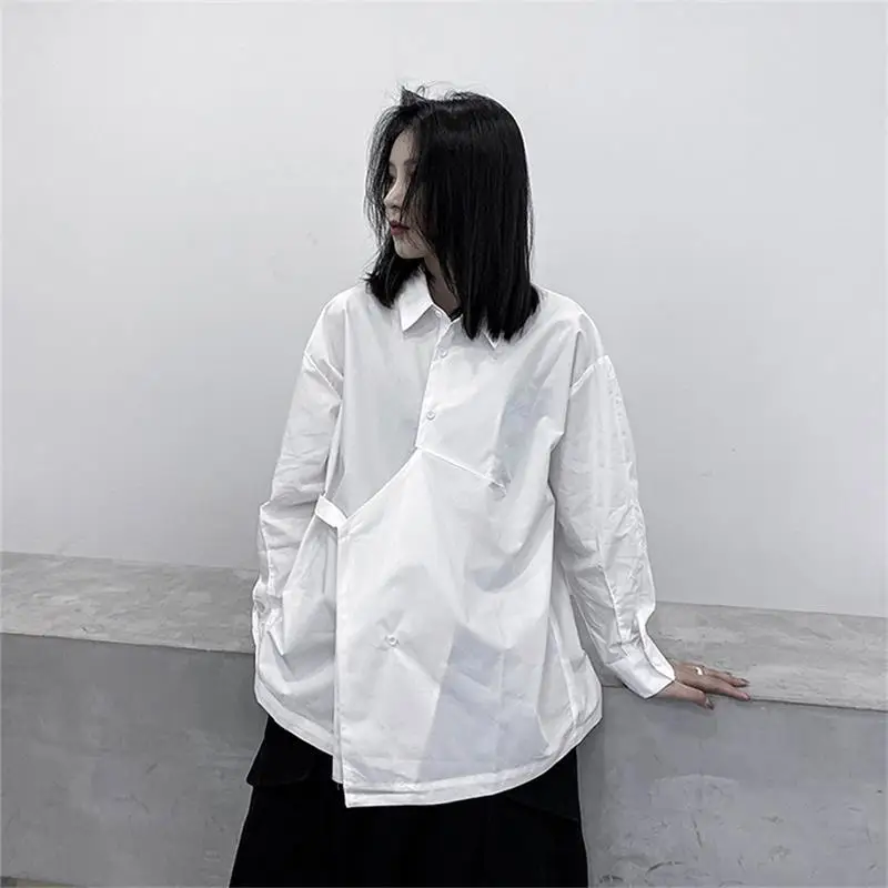 

Women's Long Sleeve Shirt Solid Color Casual Simple Slim Fit Shirt Women's 2021 Spring Fashion Loose Lace Up Design Large Casual