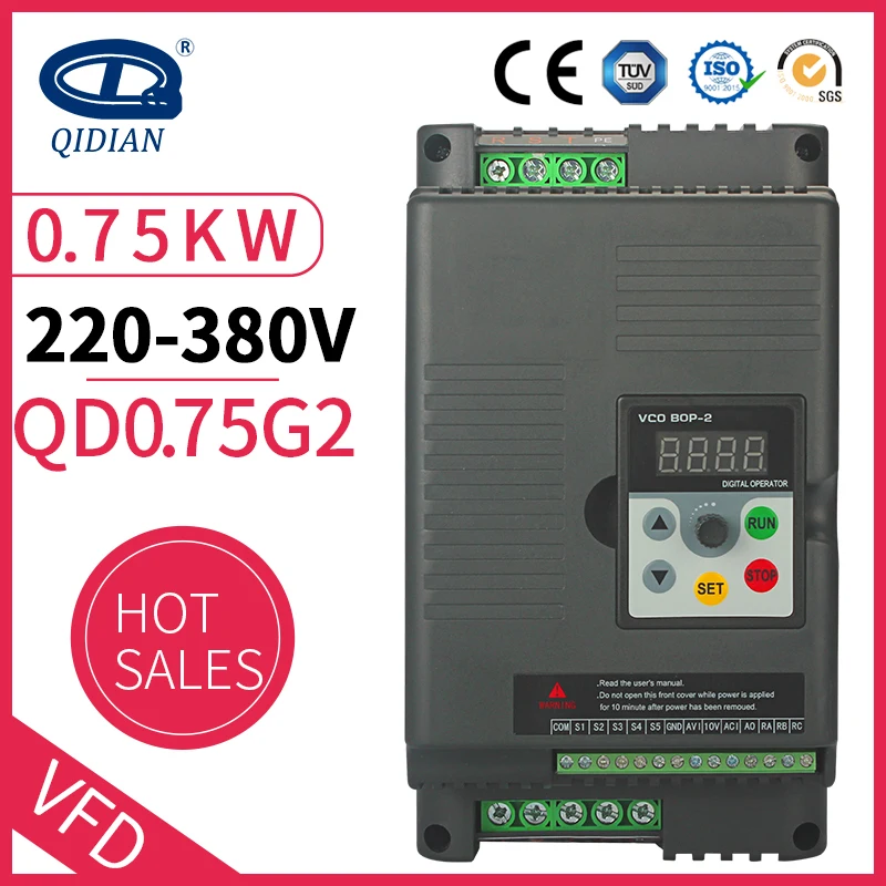 

QD350 1P 220V Input 3P 380V Output VFD Inverter 0.75KW 1HP frequency inverter Converter VFD Variable Frequency Drive