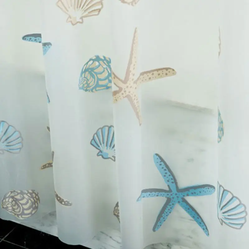 

Seaside Fresh Style PEVA Modern Shower Curtain Cute Colorful Starfish Seashell Moldproof Waterproof Partition Bathroom Product