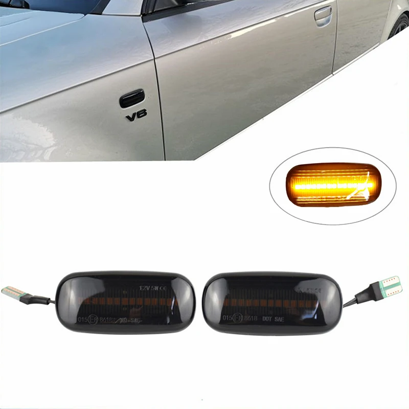 

For Audi A3 S3 8P A4 RS4 S4 B6 B7 B8 A6 S6 RS6 C5 Flashing Turn Signal on The Side of LED Rearview Mirror 2002 2003 2004 2005
