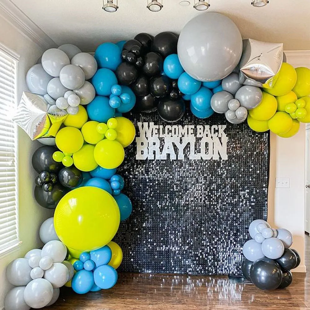 

146Pcs Bat Boy Balloons Themed Garland Kit Gray Black Blue Latex Ballon for Birthday Party Decoration Baby Shower Decor Supplies